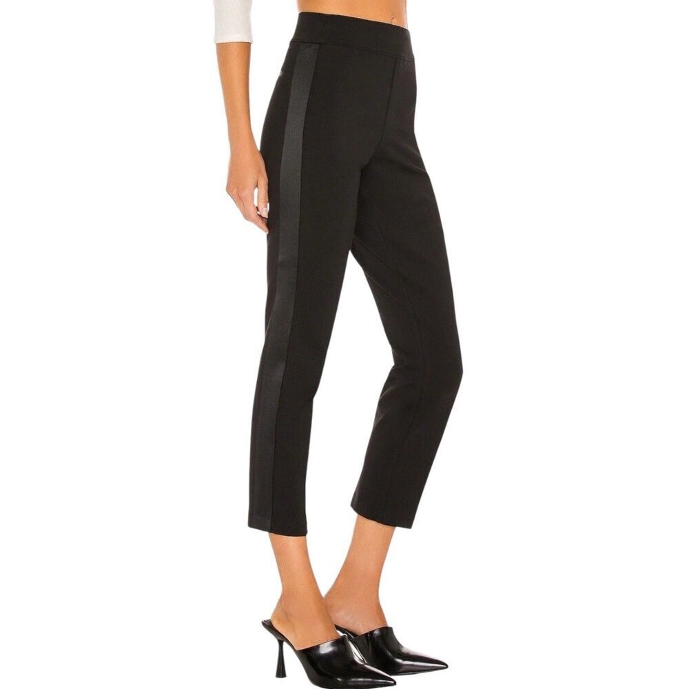 SPANX The Perfect Pant Black Tuxedo Stripe Pull On Ponte Slim Ankle Women Sz M